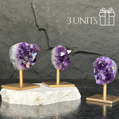 4 Inch Amethyst Crystals on Metal Stand.
