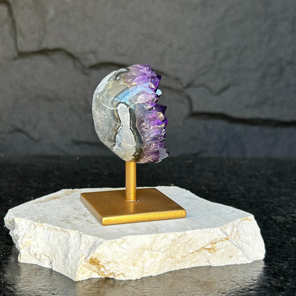 4 Inch Amethyst Crystals on Metal Stand.