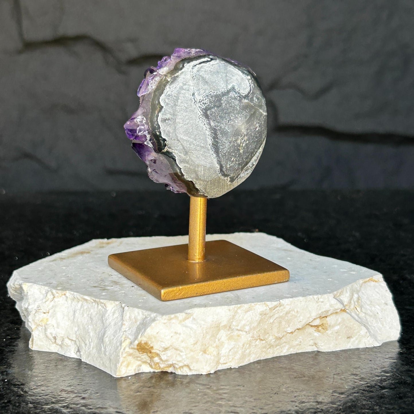 4 Inch Amethyst Crystals on Metal Stand.