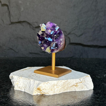 4 Inch Amethyst Crystals on Metal Stand.