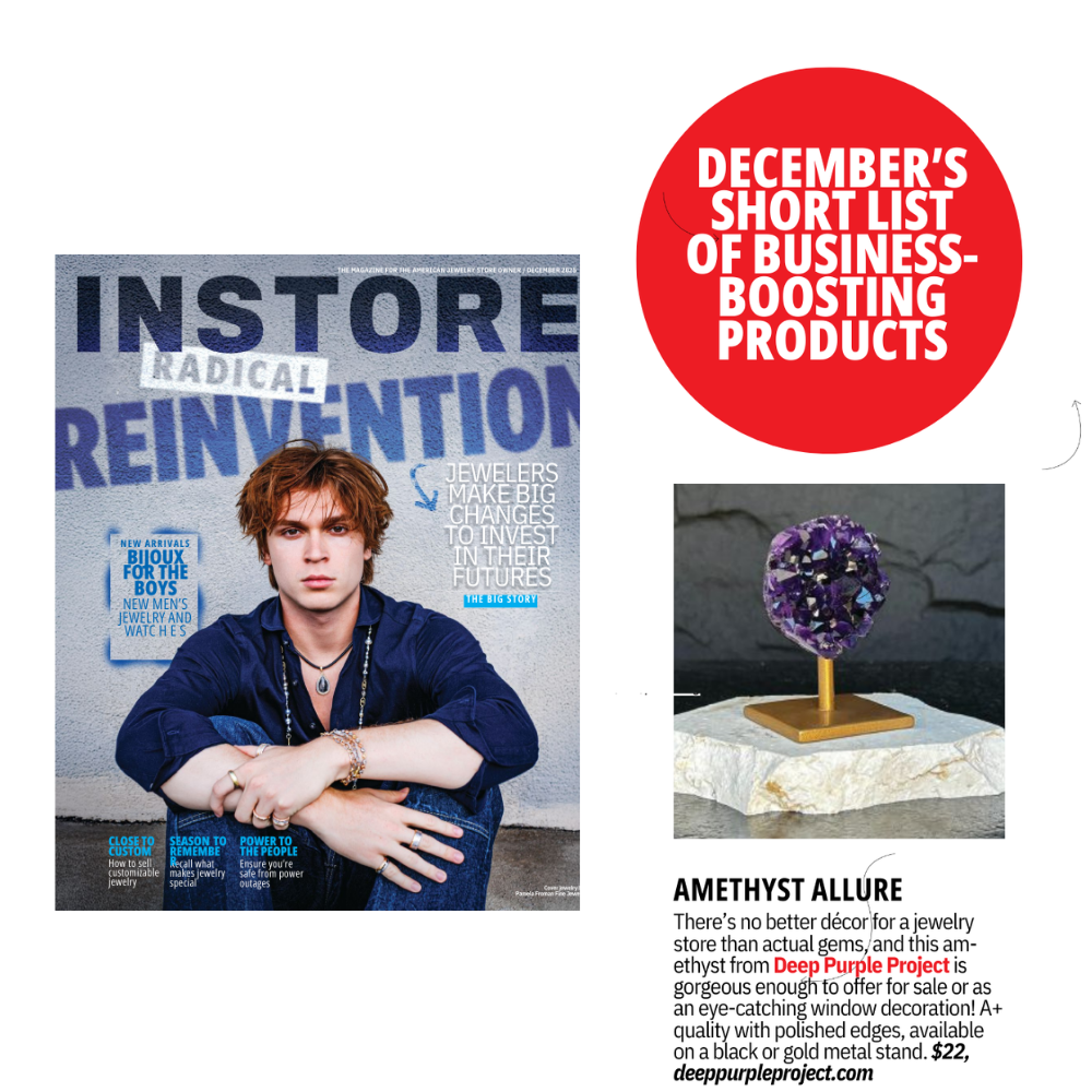 4 Inch Amethyst Crystals on Metal Stand.